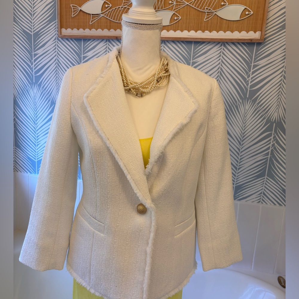 NWT - Kasper Cream Tweed Blazer Jacket